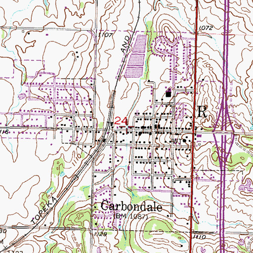 Topographic Map of Osage County Fire Station District 1 Carbondale, KS