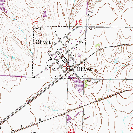 Topographic Map of Osage County Fire District 3 Olivet Station, KS
