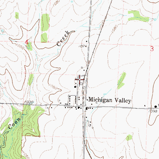 Topographic Map of Osage County Fire District 4 Michigan Valley Station, KS