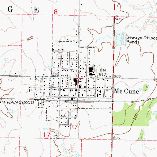 Topographic Map of Osage Township Fire Department, KS