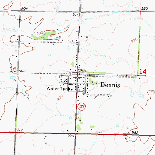 Topographic Map of Osage Township Fire Department, KS