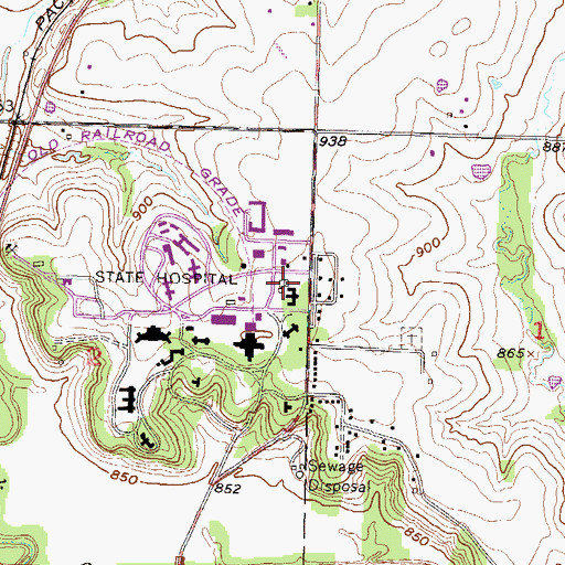 Topographic Map of Osawatomie State Hospital Fire Department, KS