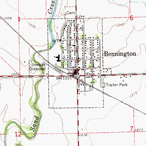 Topographic Map of Ottawa County Fire District 4 Bennington, KS