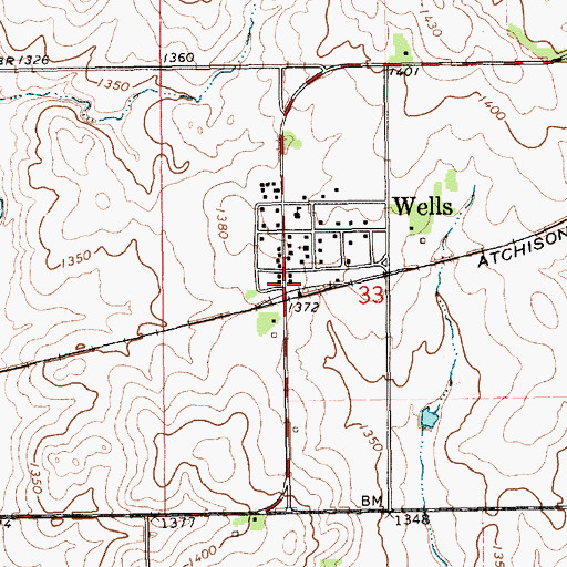 Topographic Map of Ottawa County Rural Fire District 4 Wells Station, KS