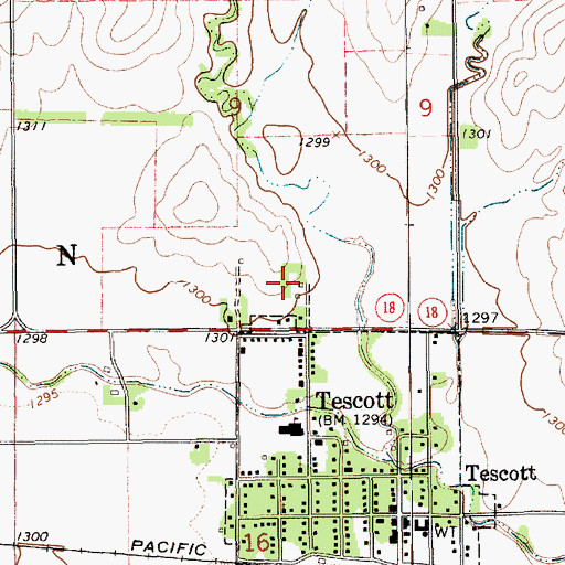Topographic Map of Ottawa County Rural Fire District 6 Tescott Station, KS