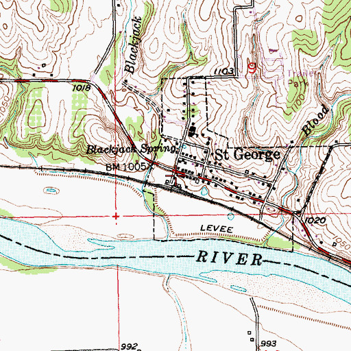 Topographic Map of Pottawatomie County Fire District 10 Saint George, KS