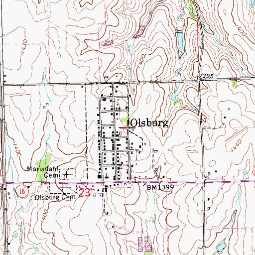 Topographic Map of Pottawatomie County Fire District 6 Olsburg, KS