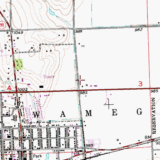 Topographic Map of Pottawatomie County Fire District 7 Rural Wamego, KS