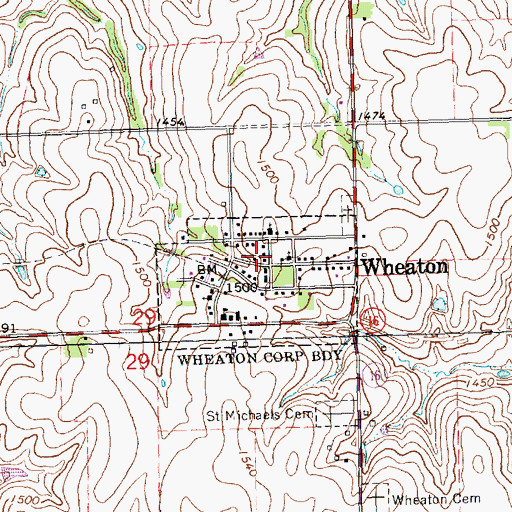 Topographic Map of Pottawatomie County Fire District 4 Wheaton, KS