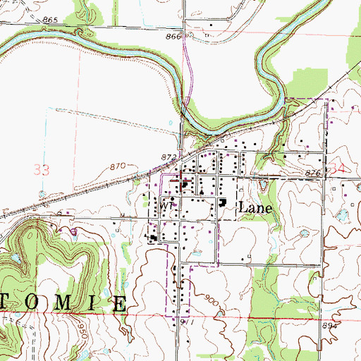Topographic Map of Pottawatomie Township Fire Department Station 1, KS