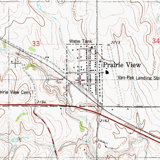 Topographic Map of Prairie View Volunteer Fire Department, KS