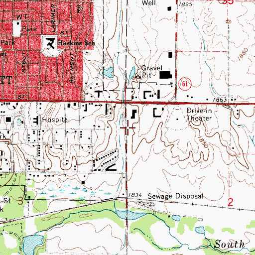 Topographic Map of Pratt County Rural Fire Department Township 12, KS