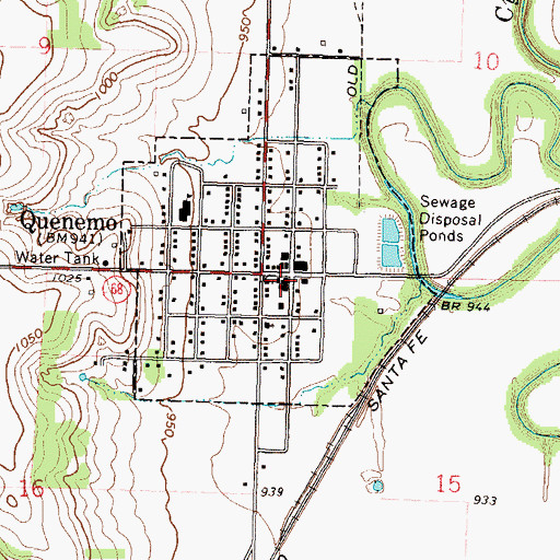 Topographic Map of Quenemo City Fire Department, KS