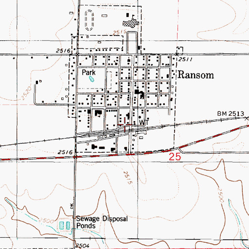 Topographic Map of Ransom / Nevada Township Fire District, KS