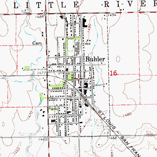 Topographic Map of Reno - Harvey Joint Fire District 2, KS