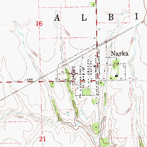 Topographic Map of Republic County District 3 Narka Volunteer Fire Department, KS