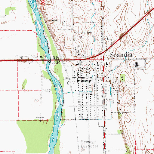 Topographic Map of Scandia Fire Department, KS