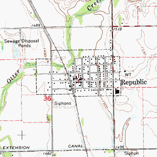 Topographic Map of Republic Fire Department, KS