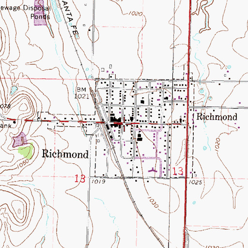 Topographic Map of Richmond Consolidated Fire District 1, KS