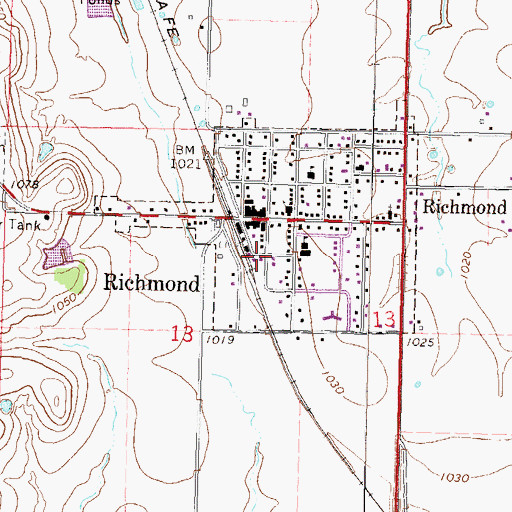 Topographic Map of Richmond Consolidated Fire District 2, KS