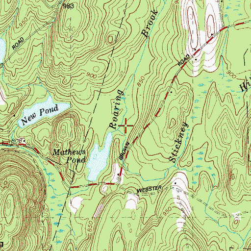 Topographic Map of Stickney Hill Brook, CT