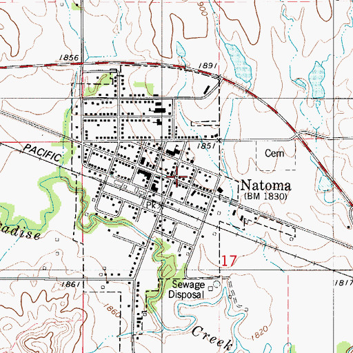 Topographic Map of Rural Fire District 3 - Natoma, KS