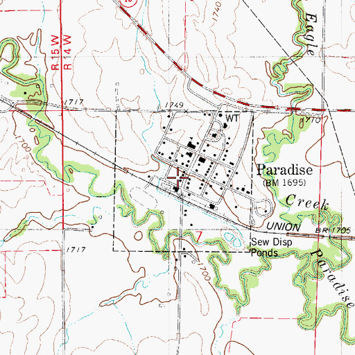 Topographic Map of Rural Fire District 3 - Paradise, KS