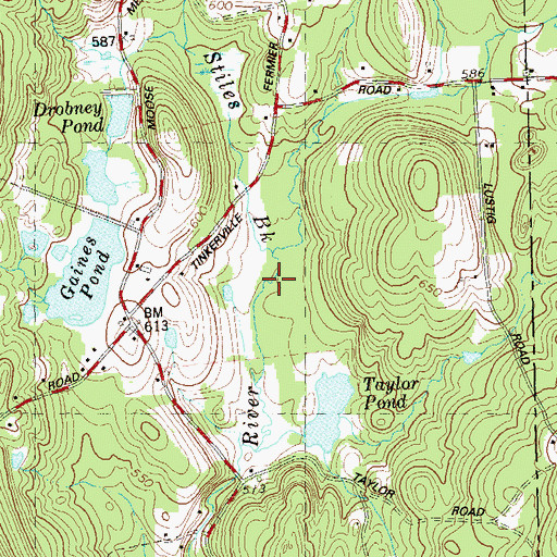 Topographic Map of Stiles Brook, CT