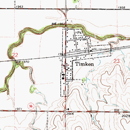 Topographic Map of Rush County Fire District 2 Timken, KS