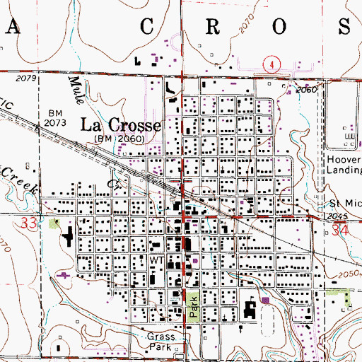 Topographic Map of Rush County Fire District 4 La Crosse, KS