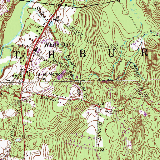Topographic Map of Stiles Brook, CT