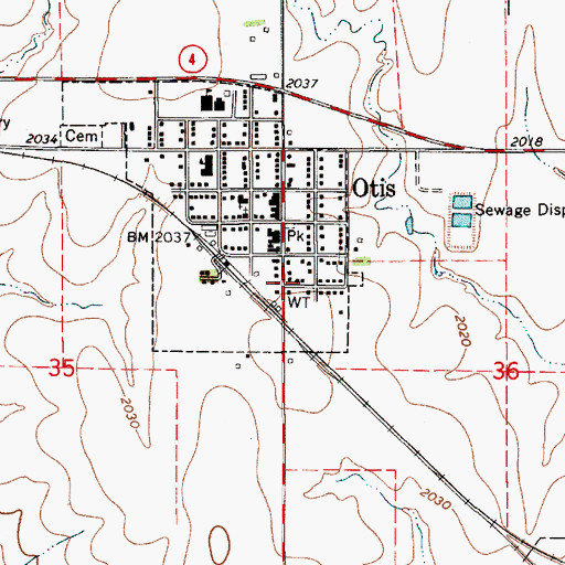 Topographic Map of Rush County Fire District 8 Otis, KS