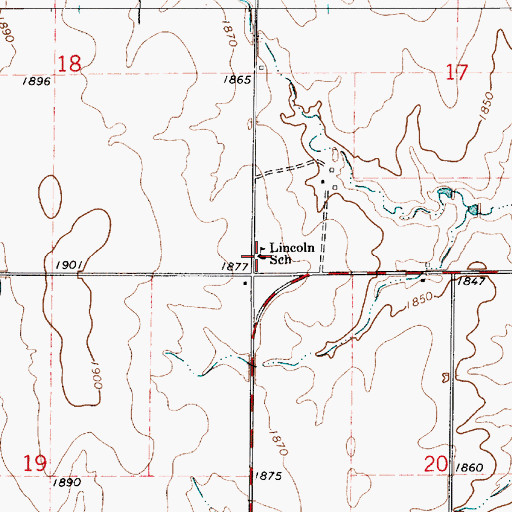 Topographic Map of Russell County Rural Fire District 5, KS