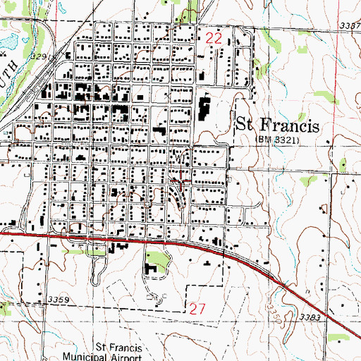 Topographic Map of Saint Francis Fire Department, KS