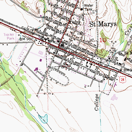 Topographic Map of Saint Marys Fire Department, KS