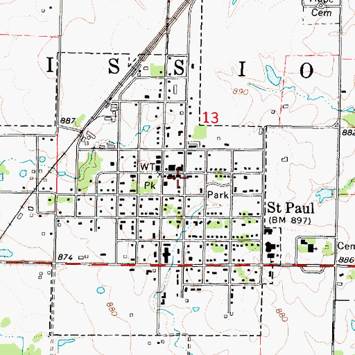 Topographic Map of Saint Paul Mission Township Fire Department, KS