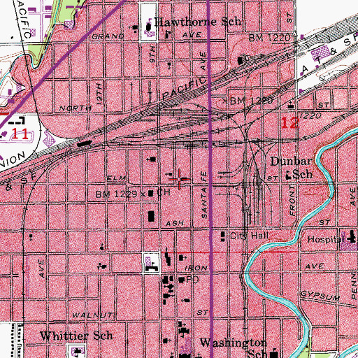 Topographic Map of Salina Fire Department Station 1, KS