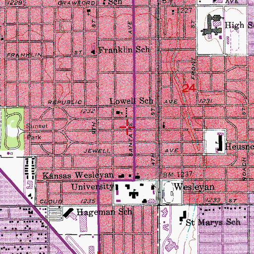 Topographic Map of Salina Fire Department Station 2, KS