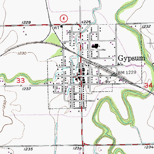 Topographic Map of Saline County Fire District 1 - Gypsum Station, KS