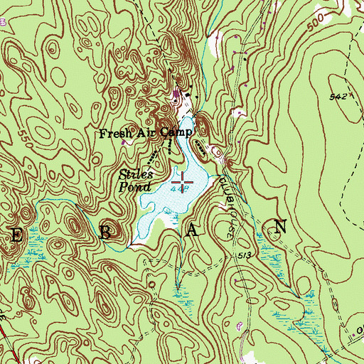 Topographic Map of Stiles Pond, CT