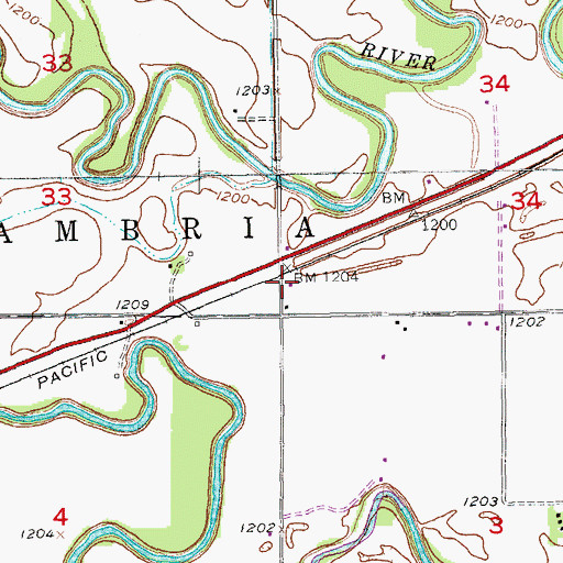 Topographic Map of Saline County Fire District 5 - North Station, KS