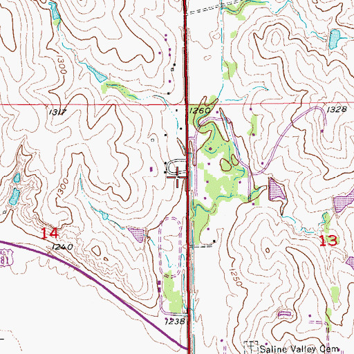 Topographic Map of Saline County Fire District 7, KS