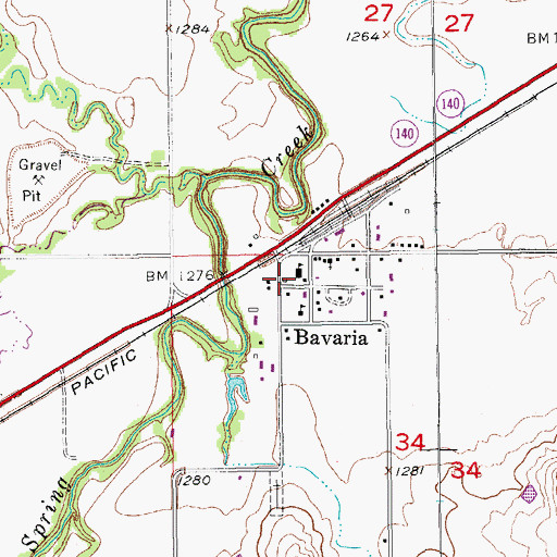 Topographic Map of Saline County Fire District 3 - Bavaria Station, KS