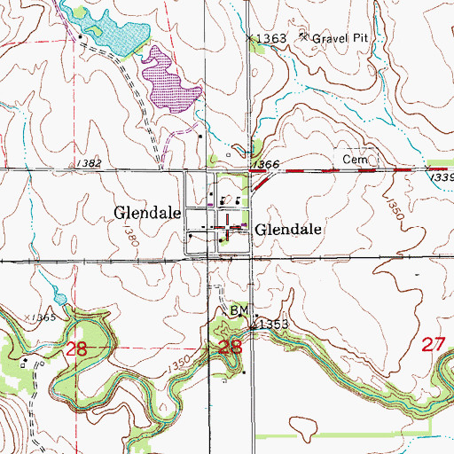 Topographic Map of Saline County Fire District 3 - Glendale Station, KS