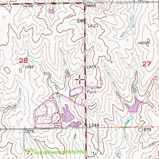 Topographic Map of Saline County Fire District 3 - Hedville Station, KS
