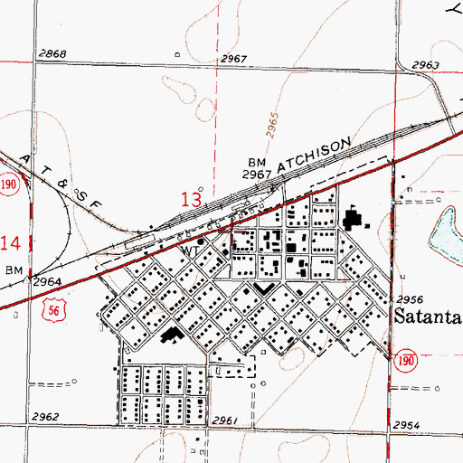 Topographic Map of Satanta and Dudley Township Fire Department, KS