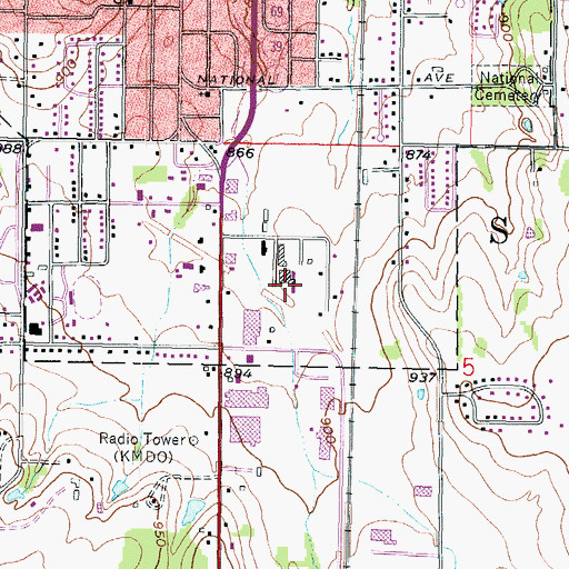 Topographic Map of Scott Township District 5 Fire Department Station 2, KS