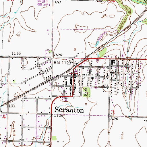 Topographic Map of Scranton Fire Department, KS