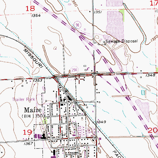 Topographic Map of Sedgwick County Fire District 1 Station 33, KS