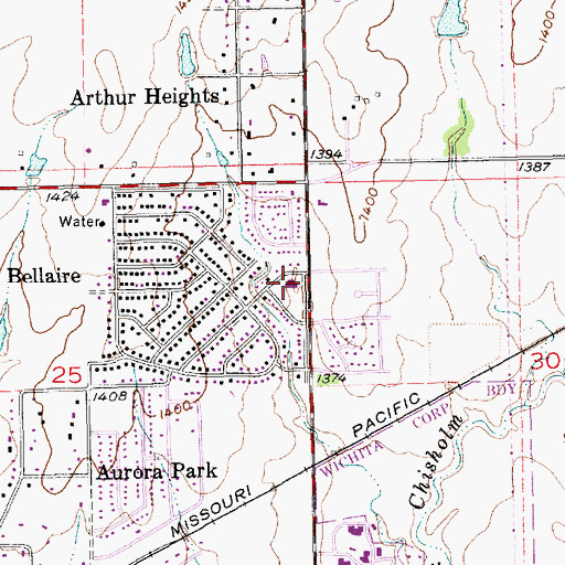 Topographic Map of Sedgwick County Fire District 1 Station 37, KS